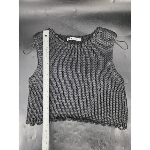 Zara Black Crew Neck Sweater Chunky Knit Shirt Women's Size Small Black - Picture 4 of 8